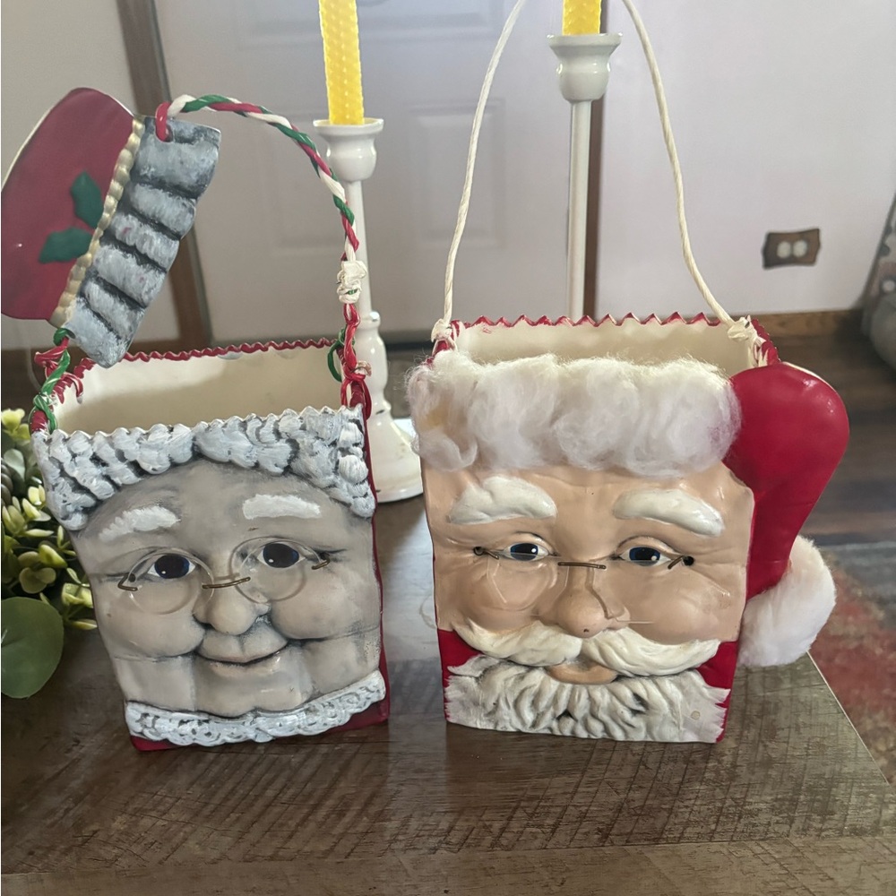 VINTAGE Santa and Mrs. Claus Holiday Ceramic Bags